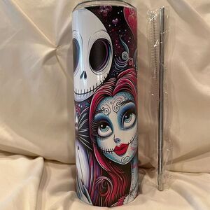 Disney Nightmare Before Christmas Jack & Sally Insulated Tumbler Steel & Straw